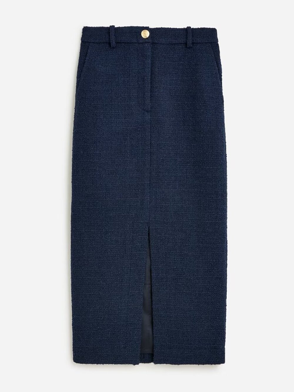 NWT J.Crew Maritime Tweed Midi Pencil Skirt Navy Size 10 BV901